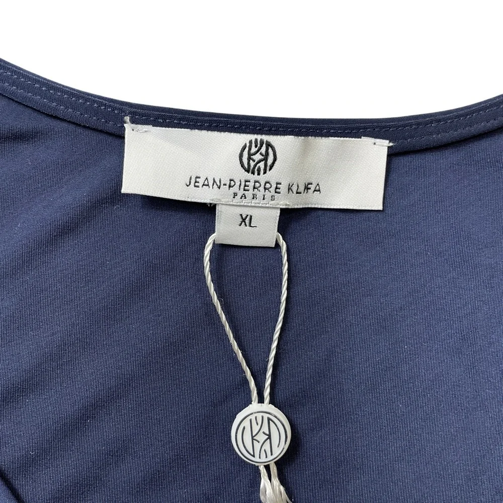 Jean-Pierre Klifa XL Navy New w/Tags Ladies 3/4 Sleeve Top Polyester Blend - Picture 3 of 5